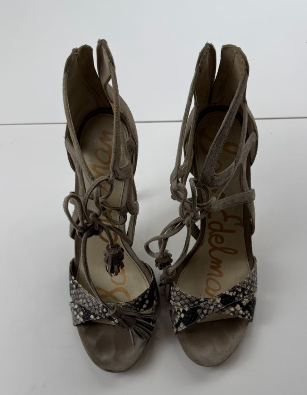 Sam Edelman Strapy High Heels w/ Python Print sz 9.5